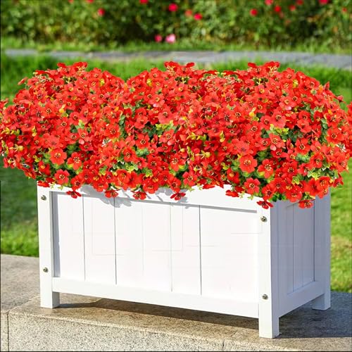 Artificial Flowers 12 Bundles, Faux Daisy and Eucalyptus Greenery Stems for Outdoor Indoor Decor - Fake Plants for Home, Garden, Patio, Porch Decoration - color: Red
