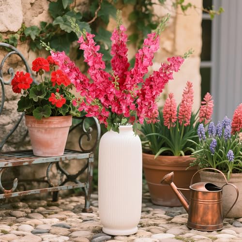 IPOPU 43.3" Delphinium Artificial Flowers 5PCS Faux Delphinium Flowers Larkspur Long Stem Artificial Flowers for Wedding Table Centerpieces Home Garden Decor(Hot Pink) - color: Rose Red