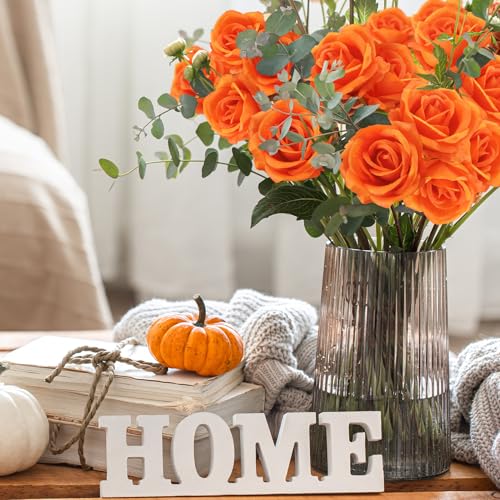 36 Pcs Orange Artificial Roses with Long Stems, Fake Silk Rose Artificial Flowers Bulk for Bridal Wedding Bouquet Centerpiece Ball Arrangement Party Decor - color: Orange