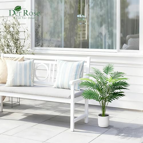 Der Rose 28'' Artificial Palm Tree Tall Fake Tropical Faux Trees Indoor and Outdoor for Home Bathroom Porch Outside Patio Decor (White Pot) - size: Style B - White - 28"