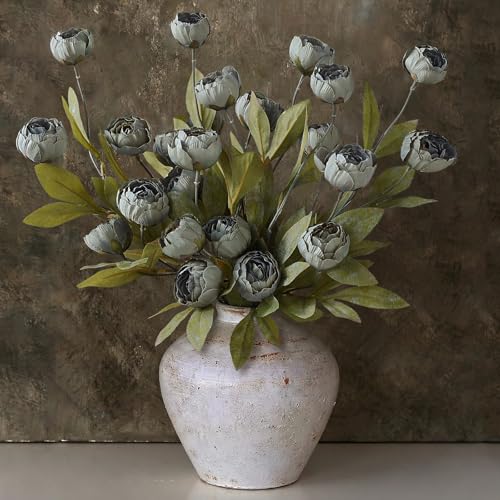 VIERENA 6 Pcs Faux Silk Peony Artificial Flowers for Vase -27", Bulk Fake Peonies Branches with Stems for DIY Bouquet Centerpieces Wedding Fillers Arrangements Shower Decorations (Dark Gray) - color: Dark Gray