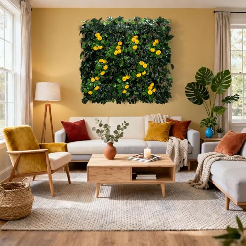 Artificial Expandable Ivy Privacy Fence Screen,Adjustable Size,Dense Leaf Panel,Perfect for Balcony,Garden,Fence Cover and Green Wall Decoration - color: BRANCH-JUHUA YELLOW