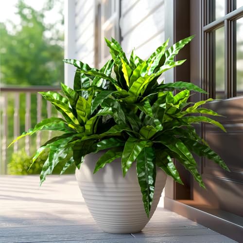 4 Pcs Artificial Greenery Stems Fake Bird Nest Fern Faux Branches Artificial Plants Realistic Fake Dracaena Realistic Plants for Indoor Outdoor Porch Patio Home Office Living Room Decor (Dark Green) - color: Dark Green