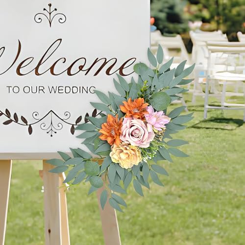 Wedding Arch Faux Flowers Set of 2, Pinkish Purple Artificial Flower for DIY Wedding Arch Decorations Welcome Signs, Reception Photo Backdrop Decor (Pinkish Purple) - color: Pinkish Purple
