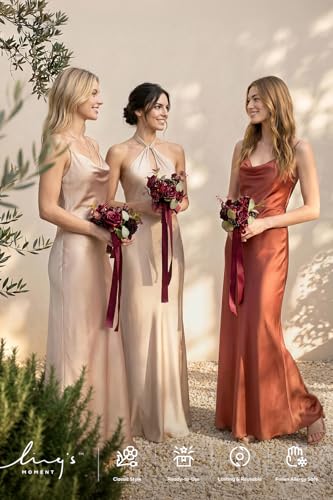 Ling's moment Red Bridesmaid Bouquets Set of 6,Burgundy & Black Baccara Artificial Wedding Flower Bouquets Floral Bouquet Bridesmaid Bouquets with Ribbon,Ceremony,Anniversary,7-inch Diameter - color: Rd-burgundy & Black Baccara