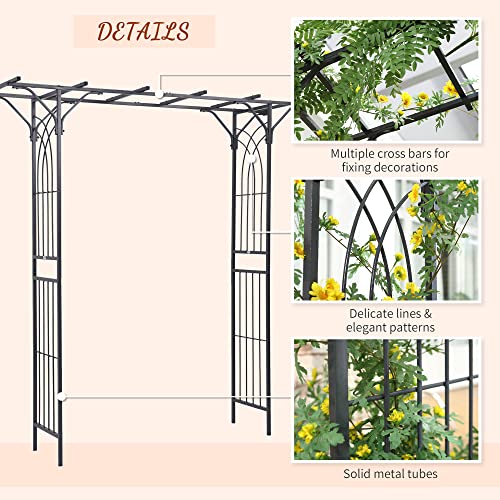 Outsunny 82'' Decorative Metal Garden Trellis Arch with Durable Steel Tubing & Elegant Scrollwork, Perfect for Weddings