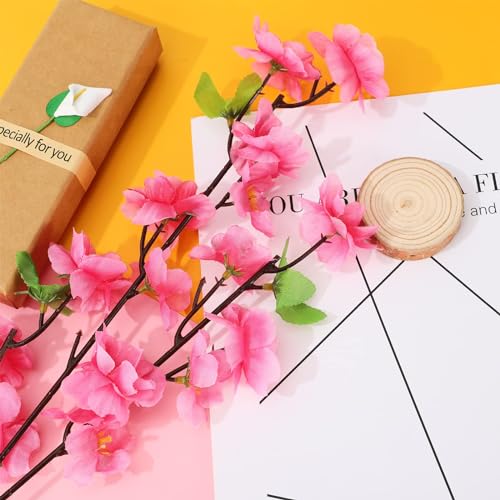 10PCS Artificial Cherry Blossom Branches Silk Spring Peach Blossom Fake Flowers Arrangements for Home Wedding Decoration - color: Pink
