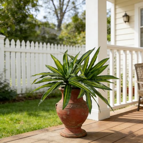 ucky 18.1" Artificial Dracaena Leaves Stems (15 Leaves, Gradient Green), Modern Faux Tropical Greenery Bush, Low-Maintenance Vase Filler - color: 2pcs Gradient Green, size: 15 Leaves