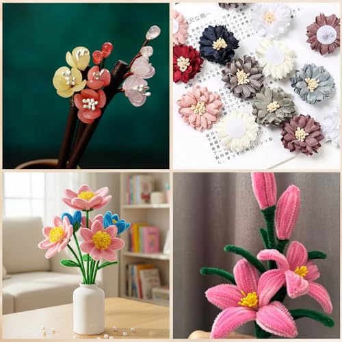 1600Pcs Stamens for Flower Making, Handmade Artificial Flower Stems, Double Heads Floral Stamen for Flowers Making, Crafts, Wedding Bouquet, Scrapbook Decoration