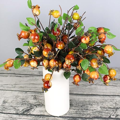 COHEALI Simulation Pomegranate Flower 5Pcs Artificial Rosehip Berries Floral Christmas Floral Picks Sprays Floral Arrangement