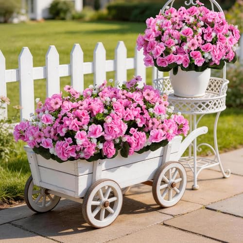 Olatay 12 Bundles Mixed Color Artificial Flowers for Outdoor, Artificial Geraniums Flowers for Outdoor, UV-Resistant Fake Geraniums for Porch, Balcony, Garden, Indoor Decoration (Light Purple) - color: Light Purple
