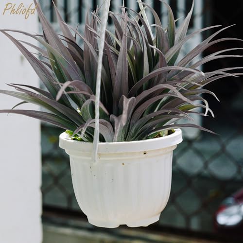 6Pcs Artificial Grass Fake Plants 17.3in Outdoor Plants UV Resistant Faux Greenery Stems Fake Grass for Home Window Garden Office Patio Pathway Front Porch Halloween Décor Green & Black - color: Green & Black, size: 6 Pcs