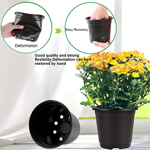 Augshy 110 Pcs 0.5 Gallon Black Plastic Plant Nursery Pots 6 Inches Seed Starting Pots Containers with 110 Labels - size: 6 Inches