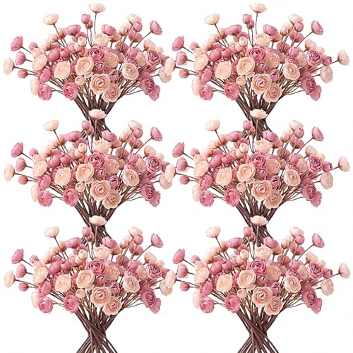 XunYee 60 Pcs Dusty Rose Artificial Ranunculus Flowers Bulk Faux Ranunculus Bouquet Realistic Silk Pink Rose Flowers Decoration for Wedding, Home, DIY Bouquet, Centerpieces, Bridal Shower, Arrangement