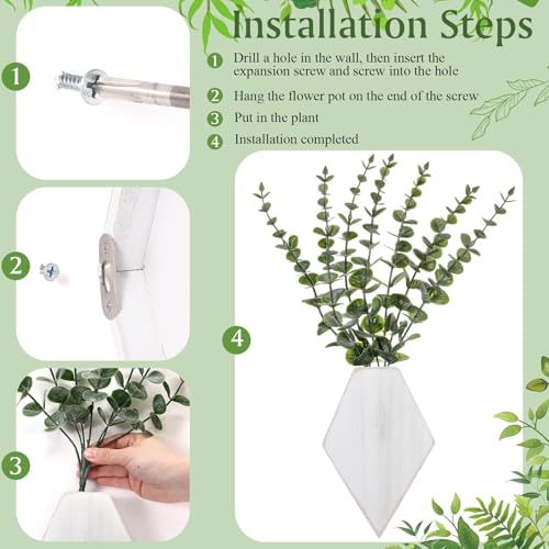Chunful 2 Pcs Wooden Wall Planter Decor Hanging Fake Plants Greenery Flowers Holder Vase Boxes for Wall Bohemian Farmhouse Room Kitchen Office Indoor Decoration(Retro White,7.1 x 4.7 x 1.2 Inches) - color: Retro White, size: 7.1 x 4.7 x 1.2 inches