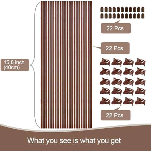 22Pcs Plant Stakes with 22 Pcs Clips, 15.8 inches Bendable Green Plant Sticks for Indoor and Outdoor Plants,Potted Plants,Single Stem Flower Support for Orchid Peony Rose (22, Brown) - color: brown