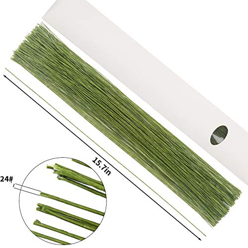 CCINEE 24 Gauge Dark Green Floral Wire Stem for Flower Arrangement Craft Supply,16 Inch,200PCS - color: #24 Dark Green
