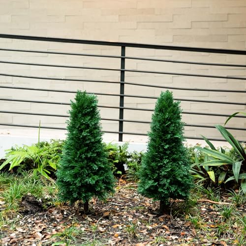 Nearly Natural 3ft. UV Resistant Artificial Cedar Plant with Integrated Ground Stake (Indoor/Outdoor) - Set of 2 - size: 3ft.