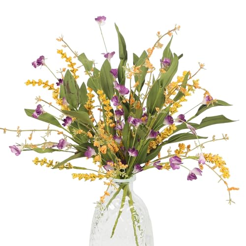 4Pcs Artificial Flowers Wild Flowers Bouquet Artificial Greenery Shrubs Floral Arrangement Faux Silk Flowers Decor Indoor for Summer Farmhouse Home Kitchen Table Centerpieces Decoration - color: Multi Color