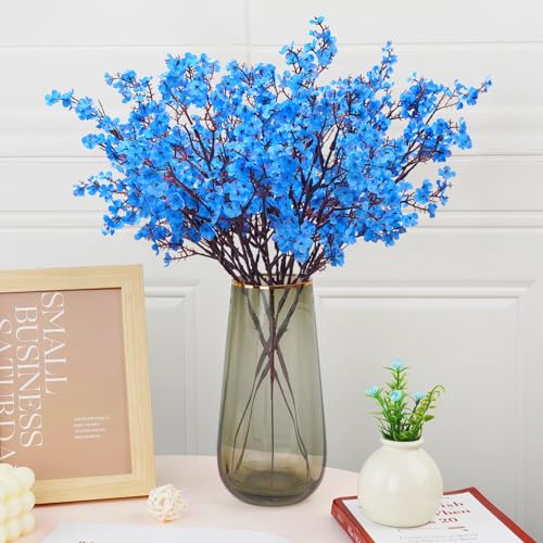 Yastouay Blue Fake Flowers Artificial Flowers, 5 Pcs Real Touch Silk Flowers Faux Flowers for Decorations, Babys Breath Artificial Flowers Bulk for Spring Decor Floral Arrangement - color: Blue, size: 5 Pcs