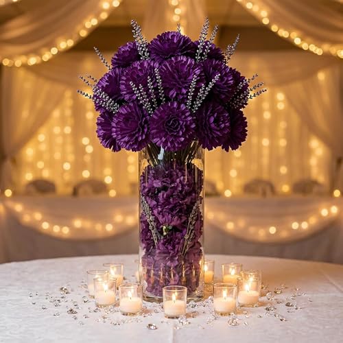 Larksilk 100 Pack Artificial Carnations - Bulk Silk Flowers for Weddings, Mother's Day, Graduations, Easter & Memorial Day - 3.5" Heads, 5" Stems, Real Touch Petals, 18 Colors Available - Lavender - color: Lavender, size: 100