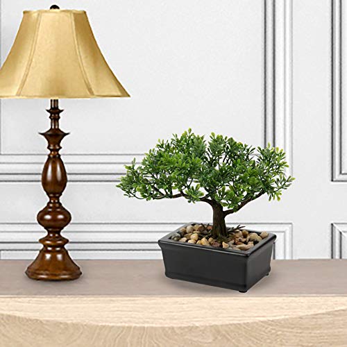 Artificial Bonsai Tree Juniper Faux Plants Indoor Small Fake Plants Decor with Ceramic Pots for Home Table Office Desk Bathroom Shelf Bedroom Living Room Farmhouse Decorations - style: 6" Ficus