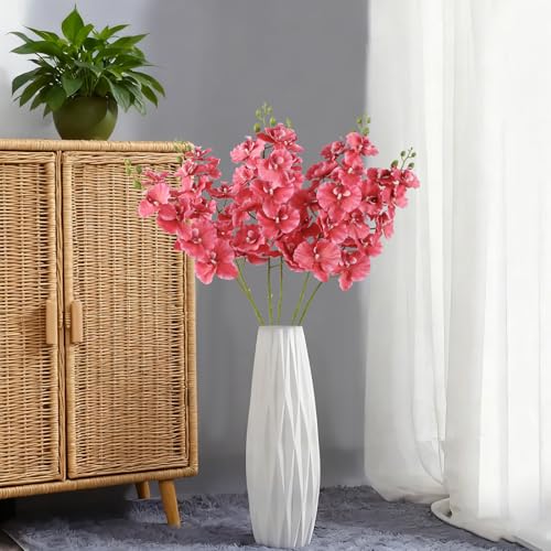 6PCS Long Stem Orchids Artificial Flowers 36" Artificial Phalaenopsis Flowers Silk Faux Orchid for Wedding Party Office Home Décor(Rose Red) - color: Rose Red