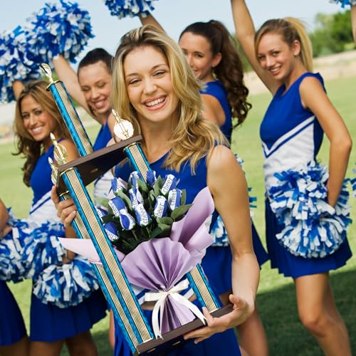 Suhine 12 Pcs Blue Cheer Gifts Cheerleader Cheerleading Artificial Rose Flowers Gifts Bulk for Women Cheer Team Sport Game Day Birthday Graduation Party Decorations Favors(Blue White, Normal) - color: Blue White, size: Normal