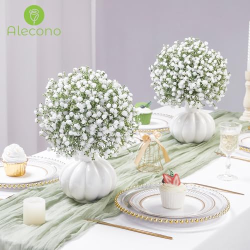 Alecono Babys Breath Artificial Flowers 100 Pcs, White Artificial Baby Breath Bulk for DIY Floral Bouquets for Wedding, Fake Babies Breath Real Touch Flowers for Home Decorations - size: 100pcs