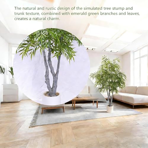 Artificial Mahonia Fortunei Tree， 6FT Fake Plants with Luxuriant Foliage &White Planter is Decorated Pebbles ，Tall Fake Tree with for Indoor Outdoor Office Living Room Floor Decorr - color: Artificial Mahonia Fortunei Tree