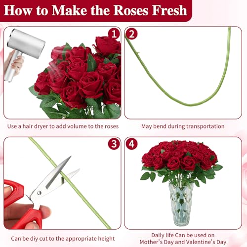 150 Pcs Roses Artificial Flowers, Silk Crimson Burgundy Artificial Flowers Petals Long Stem Roses for Wedding Bouquet Home Party Decor - color: Burgundy
