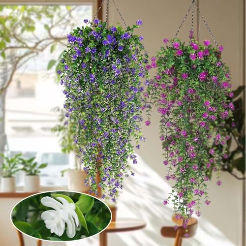 76cm Artificial Eucalyptus Flower Rattan Green Fake Plant Lvy DIY for Indoor Outdoor Wall House Weddings Patios Porches Decor (Purple) - color: Purple