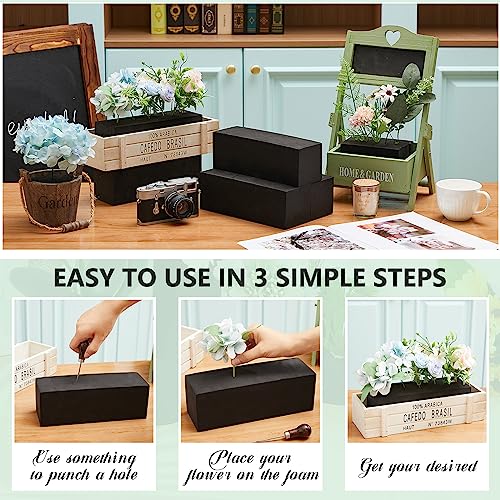 Lallisa 4 Pcs Reusable Floral Foam Blocks Water Weather Resistant Dry Floral Foam for Artificial Flower Arrangements Outdoor Flower Boxes Outside Hanging Planters Wedding Home Decor (9 x 3 x 3") - color: Black, size: 9 x 3 x 3"