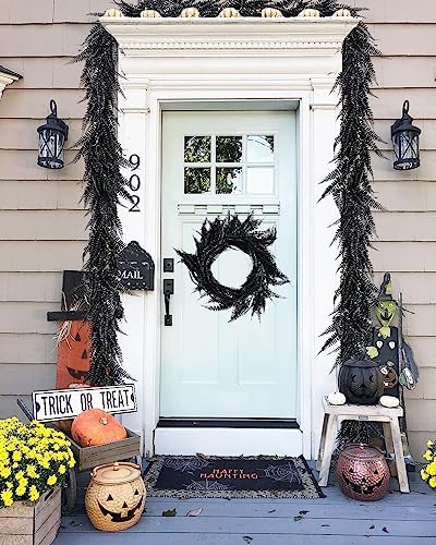 RECUTMS 2pcs Black Garland Artificial Hanging Plants 6 FT Boston Black Faux Ferns Garland Halloween Thanksgiving Party Outdoor Indoor Decor for Home - color: Black-fern2pcs