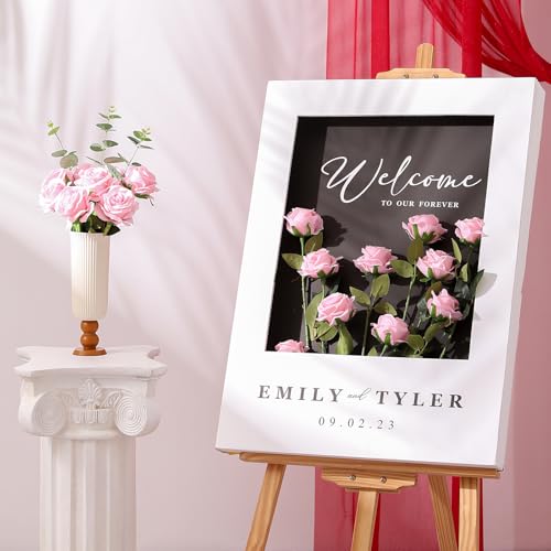 50PCS Artificial Silk Roses in Bulk & Bouquet Long Stem – Realistic Fake Roses for Wedding Centerpieces, Home Decor, Floral Arrangements, Party Decoration (Pink) - color: Pink, size: 50 Pcs