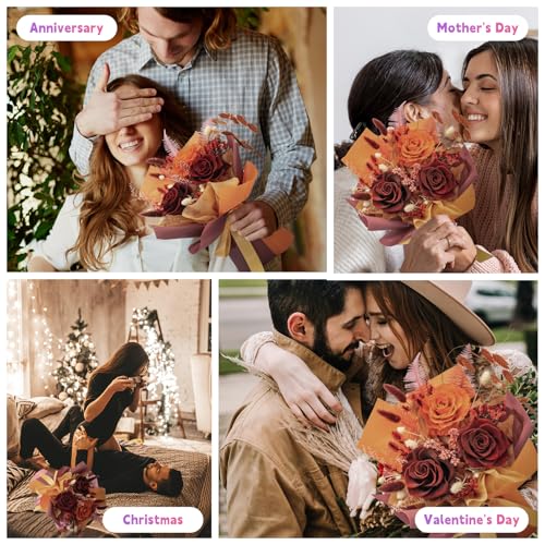 Forever Flower Gifts for Her: Romantic Flowers for Graduation-Daughter Girlfriend Wife Mom Grandma-Preserved Rose Bouquets-Flowers for Delivery Prime on Birthday Anniversary Valentines (Ancora Red) - color: Ancora Red