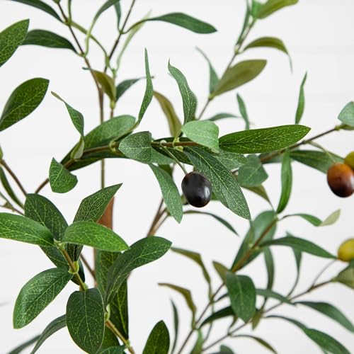 Nearly Natural Olive Tree - 3FT Tall Silk Faux Olive Tree for Home and Office Decor, Realistic Branches and Lifelike Fruits, Natural Wood Trunk, Potted - size: 3ft