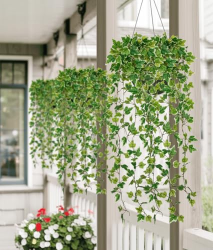 Hollyone 2pcs Artificial Hanging Plants 31" Fake Ivy Vine Faux Ivy Leaves Hanging Plant Greenery for Wall House Room Patio Indoor Outdoor Home Shelf Office Wedding Decor - color: Ivy-style 1, size: Small Ivy-2 Pack