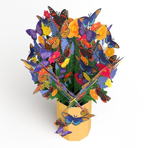 Lovepop Everyday Pop-Up Card for Her and Him - 3D Pop-Up Bouquet Greeting Cards for Men, Women - Lavender Butterfly - 12" x 8.5" Floral Bouquet - Blank Note Card Included - color: Brilliant Butterfly Bouquet