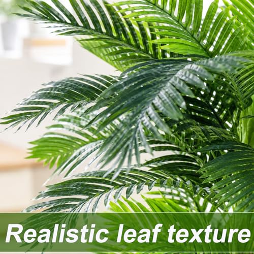 10ft Tall Triple Golden Cane Palm Artificial Tree Large Tropical Palm Tree UV Resistant Fake Plant in Pot for Indoor Outdoor Big House Living Room Outside Patio Office Home Decor 1Pack - size: 10ft