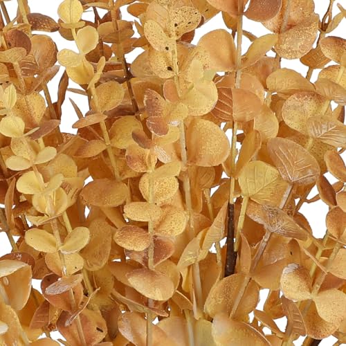 GnFlus 5 Pcs Artificial Eucalyptus Stems Fall Eucalyptus Leaves Autumn Leaf Branches Fall Decorations with Foam Fall Leaves for Home Floral Arrangement Autumn Festival Thanksgiving Decor Yellow - color: Yellow Bro'w'n