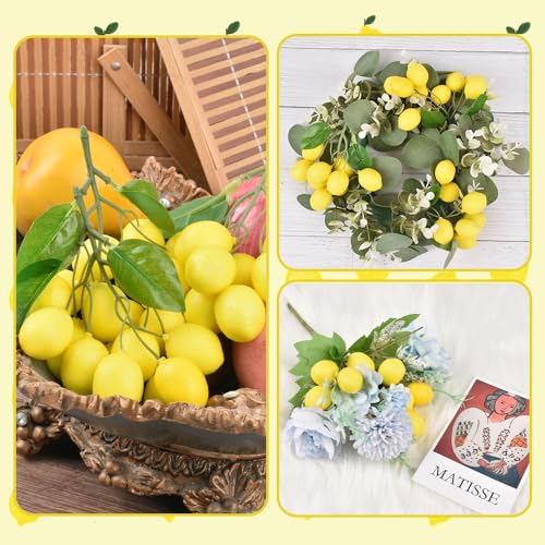 Fake Lemon Branches Artificial Fruit Highly Simulation Lifelike Model for Vase Home Party Decoration 3PCS