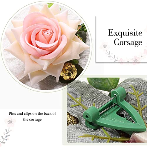 Wedding Boutonniere Groom Flower Buttonholes Groomsmans Prom Party Suit Decoration Anniversary Accessories for Man - color: Champagne