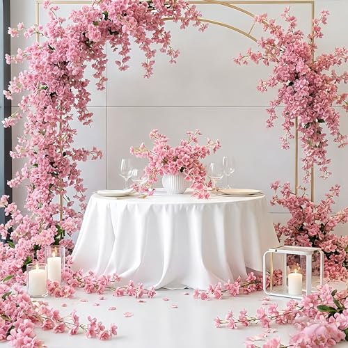 2 PCS Deep Pink Artificial Cherry Blossom Garland, 135 Head Flowers Vine with Green Leaves for Spring Home Decor, Wedding, Party, Indoor Decoration, Mother's Day and Valentine's Day Gifts - color: 2pcs 135-head Deep Pink