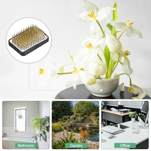 M METERXITY Flower Frog 2.05" x 1.34" Rectangle Copper Floral Arranger Pins Ikebana Holder W Rubber Base for Flower Arrangements/Craft Plant/Home Decor, Floral Kenzan Fixed Tool [1.1cm Pins] - size: 2.05" x 1.34"