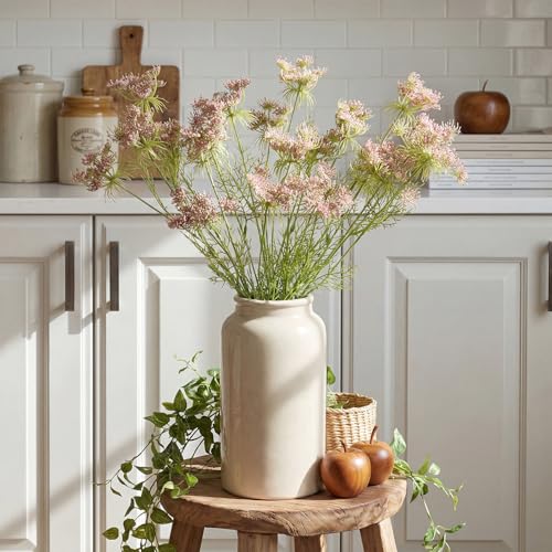 4 Pcs Artificial Queen Anne's Lace Stems 28.7 Inch Faux Ammi Majus Flowers Branches Faux Queen Anne's Lace Flowers Fake Carrot Floral Stems for Vase Bouquets Wedding Home Decor(Pink) - color: Pink