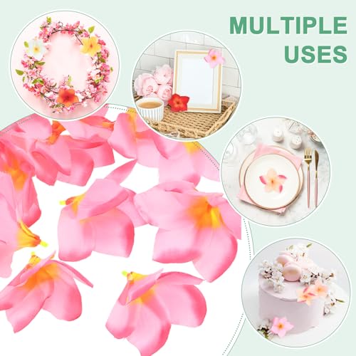 M METERXITY 10-Pack Artificial Plumeria Flowers, Fake Silk Heads Flower Hawaiian Plumeria Petal for DIY Crafts/Dress/Wedding/Party Decoration [Pink, 3.9"/ 10cm] - color: Pink