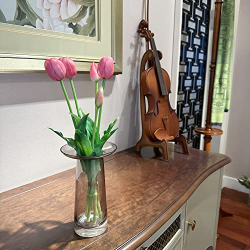 16-inch Premium Real Touch Fake Tulips, Artificial Flowers with Buds, Flexible Stem Easy to Shape, Faux Tulips (Vase not Included), 5-Pack Set of Tender Mauve - color: Tender Mauve