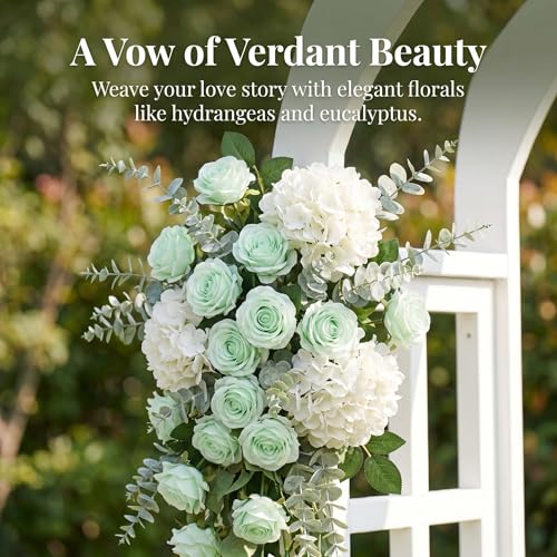 52pcs Light Green Roses Artificial Flowers Green Fake Flowers Silk Roses with Stems for DIY Wedding Bouquets Bridal Shower Centerpieces Arrangements Party Home Decorations - color: Sage Green