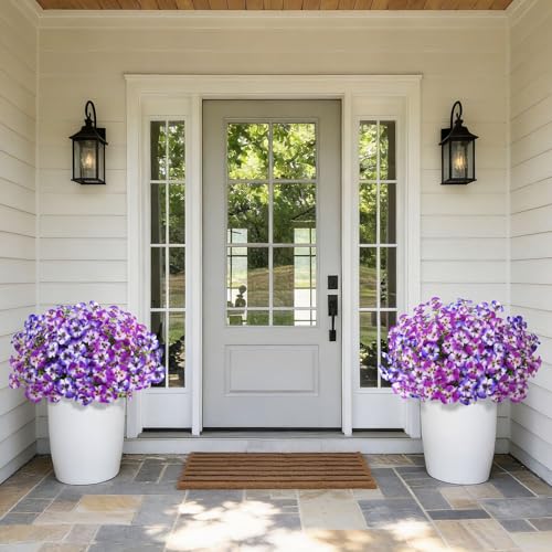 Artificial Pansies Flowers for Outdoor Faux Flower Spring Summer Decor, 12 Bundles Realistic Fake Silk Flowers Outside UV Resistant for Porch Patio Garden Home Yard Window Box Planters Orchid Purple - color: Orchid Purple
